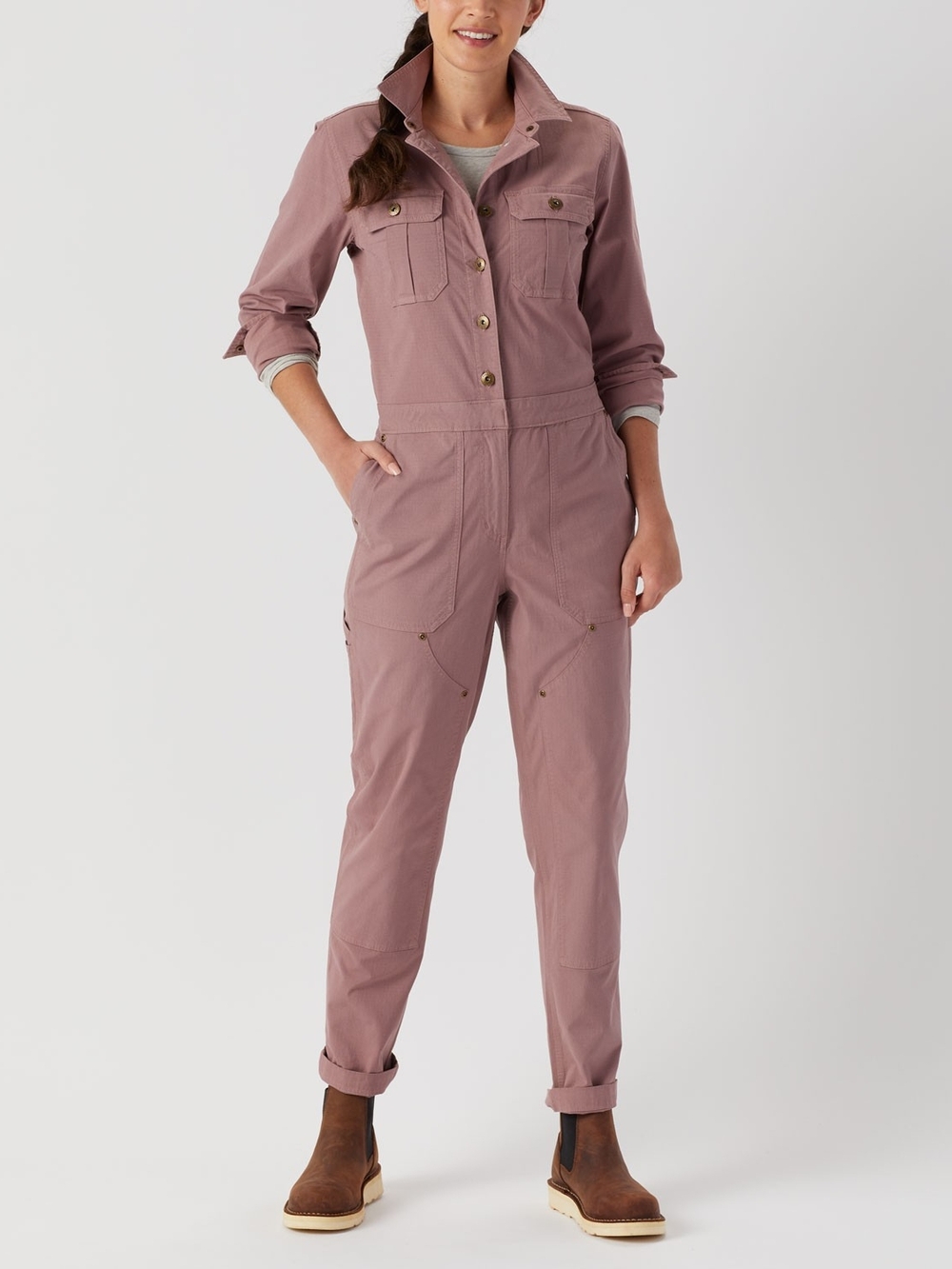 Women's Utility Jumpsuit in Dusty Rose
